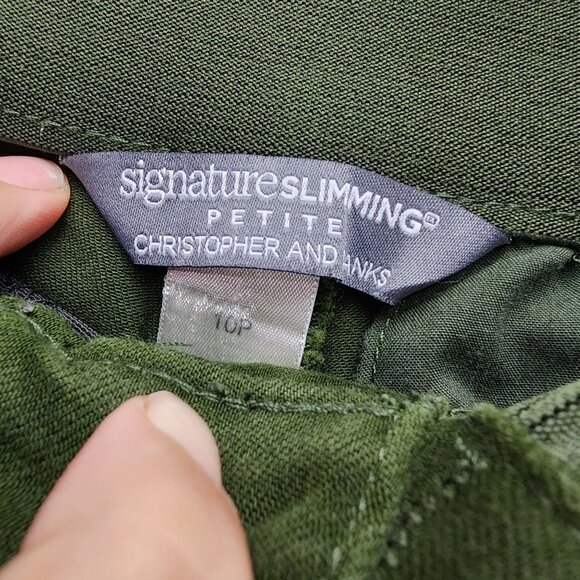 Christopher & Banks Jeans Womens 10 Petite Green Stretch Mid Rise Straight *GUC* - Picture 3 of 13